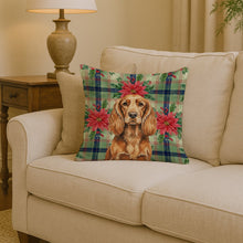 Load image into Gallery viewer, Sussex Spaniel Christmas PoinsettIas Throw Pillow