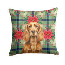 Load image into Gallery viewer, Sussex Spaniel Christmas PoinsettIas Throw Pillow
