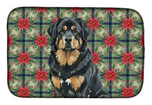 Load image into Gallery viewer, Black and Tan Tibetan Mastiff Christmas PoinsettIas Dish Drying Mat