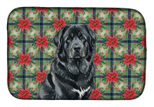 Load image into Gallery viewer, Black Tibetan Mastiff Christmas PoinsettIas Dish Drying Mat