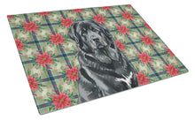 Load image into Gallery viewer, Black Tibetan Mastiff Christmas PoinsettIas Glass Cutting Board