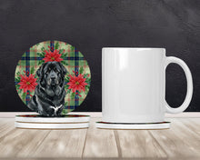 Load image into Gallery viewer, Black Tibetan Mastiff Christmas PoinsettIas Large Sandstone Coasters Pack of 4