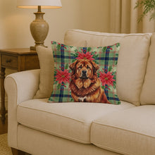 Load image into Gallery viewer, Red Gold Tibetan Mastiff Christmas PoinsettIas Throw Pillow