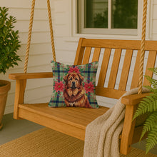 Load image into Gallery viewer, Red Gold Tibetan Mastiff Christmas PoinsettIas Throw Pillow