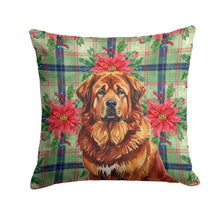 Load image into Gallery viewer, Red Gold Tibetan Mastiff Christmas PoinsettIas Throw Pillow