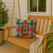 Load image into Gallery viewer, Red Gold Tibetan Mastiff Christmas PoinsettIas Throw Pillow