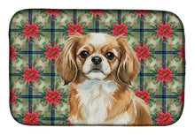 Load image into Gallery viewer, Tibetan Spaniel Christmas PoinsettIas Dish Drying Mat