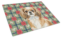 Load image into Gallery viewer, Tibetan Spaniel Christmas PoinsettIas Glass Cutting Board