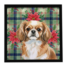 Load image into Gallery viewer, Tibetan Spaniel Christmas PoinsettIas Framed Metal Print