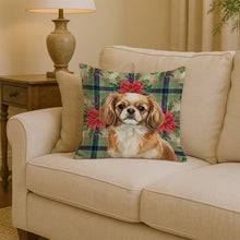 Load image into Gallery viewer, Tibetan Spaniel Christmas PoinsettIas Throw Pillow