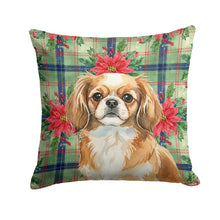 Load image into Gallery viewer, Tibetan Spaniel Christmas PoinsettIas Throw Pillow