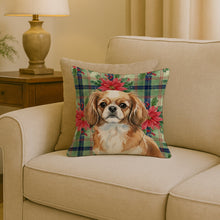 Load image into Gallery viewer, Tibetan Spaniel Christmas PoinsettIas Throw Pillow