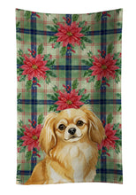 Load image into Gallery viewer, Gold Tibetan Spaniel Christmas PoinsettIas Kitchen Towel