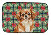 Load image into Gallery viewer, Red Tibetan Spaniel Christmas PoinsettIas Dish Drying Mat