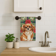Load image into Gallery viewer, Red Tibetan Spaniel Christmas PoinsettIas Kitchen Towel