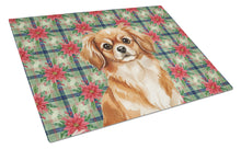 Load image into Gallery viewer, Red Tibetan Spaniel Christmas PoinsettIas Glass Cutting Board