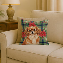 Load image into Gallery viewer, Red Tibetan Spaniel Christmas PoinsettIas Throw Pillow