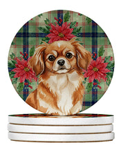 Load image into Gallery viewer, Red Tibetan Spaniel Christmas PoinsettIas Large Sandstone Coasters Pack of 4