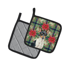 Load image into Gallery viewer, Toy Fox Terrier Christmas PoinsettIas Pair of Pot Holders