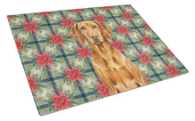 Load image into Gallery viewer, Vizsla Christmas PoinsettIas Glass Cutting Board