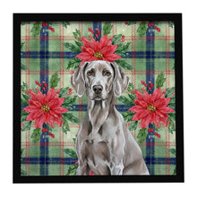 Load image into Gallery viewer, Weimaraner Christmas PoinsettIas Framed Metal Print