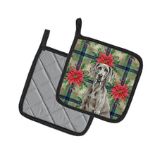 Load image into Gallery viewer, Weimaraner Christmas PoinsettIas Pair of Pot Holders