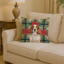 Load image into Gallery viewer, Welsh Springer Spaniel Christmas PoinsettIas Throw Pillow