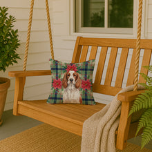Load image into Gallery viewer, Welsh Springer Spaniel Christmas PoinsettIas Throw Pillow