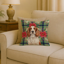 Load image into Gallery viewer, Welsh Springer Spaniel Christmas PoinsettIas Throw Pillow
