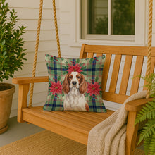 Load image into Gallery viewer, Welsh Springer Spaniel Christmas PoinsettIas Throw Pillow