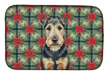 Load image into Gallery viewer, Welsh Terrier Christmas PoinsettIas Dish Drying Mat