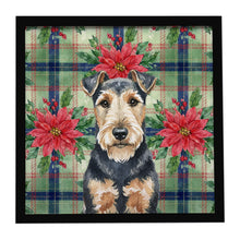 Load image into Gallery viewer, Welsh Terrier Christmas PoinsettIas Framed Metal Print