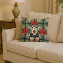 Load image into Gallery viewer, Welsh Terrier Christmas PoinsettIas Throw Pillow
