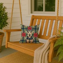 Load image into Gallery viewer, Welsh Terrier Christmas PoinsettIas Throw Pillow