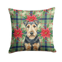 Load image into Gallery viewer, Welsh Terrier Christmas PoinsettIas Throw Pillow