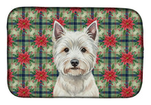 Load image into Gallery viewer, Westie Christmas PoinsettIas Dish Drying Mat