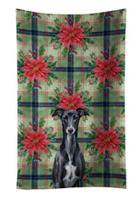 Load image into Gallery viewer, Black Whippet Christmas PoinsettIas Kitchen Towel