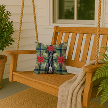 Load image into Gallery viewer, Black Whippet Christmas PoinsettIas Throw Pillow