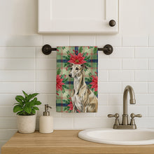 Load image into Gallery viewer, Brindle Whippet Christmas PoinsettIas Kitchen Towel
