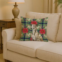 Load image into Gallery viewer, Brindle Whippet Christmas PoinsettIas Throw Pillow
