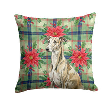 Load image into Gallery viewer, Brindle Whippet Christmas PoinsettIas Throw Pillow