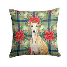 Load image into Gallery viewer, Fawn Whippet Christmas PoinsettIas Throw Pillow