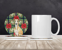 Load image into Gallery viewer, Fawn Whippet Christmas PoinsettIas Large Sandstone Coasters Pack of 4