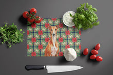 Load image into Gallery viewer, Red Whippet Christmas PoinsettIas Glass Cutting Board