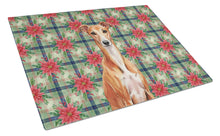 Load image into Gallery viewer, Red Whippet Christmas PoinsettIas Glass Cutting Board