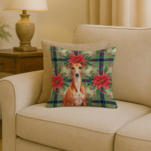Load image into Gallery viewer, Red Whippet Christmas PoinsettIas Throw Pillow