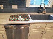 Load image into Gallery viewer, White Whippet Christmas PoinsettIas Dish Drying Mat