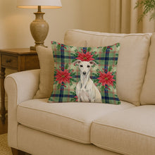 Load image into Gallery viewer, White Whippet Christmas PoinsettIas Throw Pillow