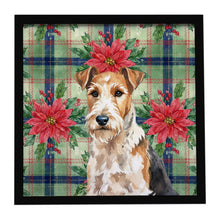 Load image into Gallery viewer, Wire Fox Terrier Christmas PoinsettIas Framed Metal Print