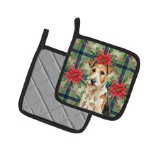 Load image into Gallery viewer, Wire Fox Terrier Christmas PoinsettIas Pair of Pot Holders